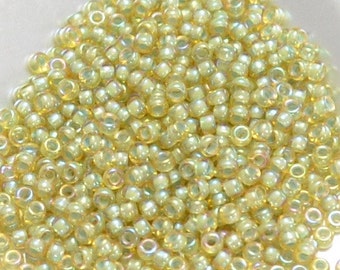 11/0 Japanese Seed Beads - Aqua Lined Light Topaz AB 359