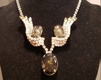 Vintage Rhinestone Necklace, Bridal Jewelry, Clear Rhinestone Necklace, Costume Jewelry, Rhinestone Jewelry, Wedding Jewelry
