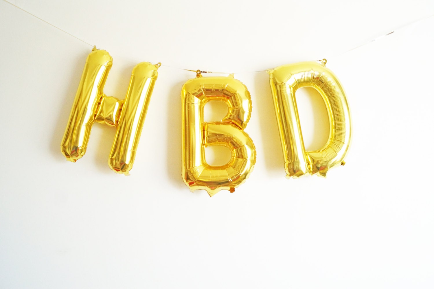 16 HBD letter balloon banner Happy Birthday gold