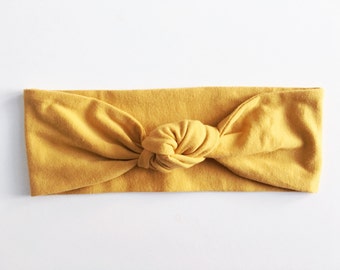 Mustard Yellow Top Knot Headband / Knotted Headband / Baby Turban / Baby Gift / Toddler Headband / Macie and Me / Adult Headband