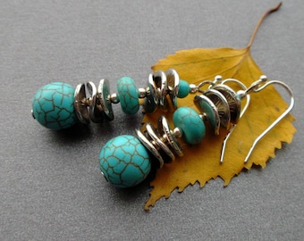 Turquoise earrings. dangle earrings. blue earrings. Turquoise. stones. silver earrings Turquoise. gift for women. Gift girlfriend. for wife