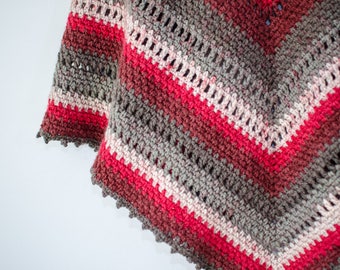 Crochet Shawl - Red Velvet, Adult Size