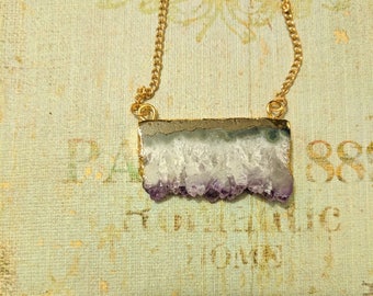Amethyst Crystal Necklace • Gold Dipped