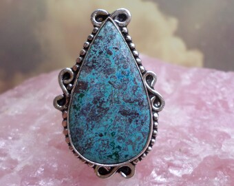 Ring is plated silver and Azurite (BA151)