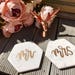 Handlettered Mr & Mrs Black Marble Coasters - Embossed - Gold - White