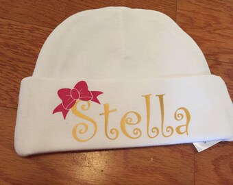 Personalized Baby Hat. Baby Girl Hat. Personalized Beanie Hat. Glitter Hat. Newborn Hat with Name. Newborn Hat. Personalized Newborn Hat.
