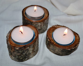 Rustic tree limb tea lights