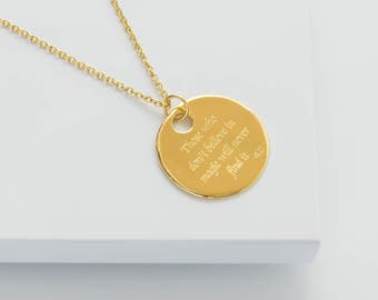 Roald Dahl personalised pendant,quote necklace, silver or gold, inspirational pendant, round pendant, women's necklace. FREE SHIPPING