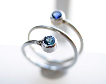 Birthstone Ring, Dual Stone Ring, Dual BirthStone Ring, 2 Stone Ring, Couples Ring, Mothers Day Gift, Mom Ring, Two Birthstone Ring 4091