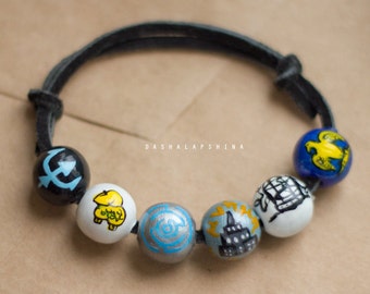Percy Jackson Bracelet, camp half blood, lightning theif, hand painted beaded bracelet, Percy Jackson Book, Blood of Olympus edition