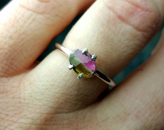 Tourmaline Ring Watermelon Tourmaline Ring Tourmaline Slice Ring Green Tourmaline Ring Pink Tourmaline Ring Unique Ring Tourmaline Jewelry