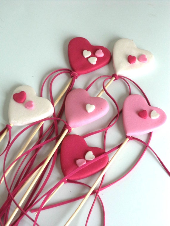 Heart Fondant Party Favors Big and Small Hearts in Pink Hot