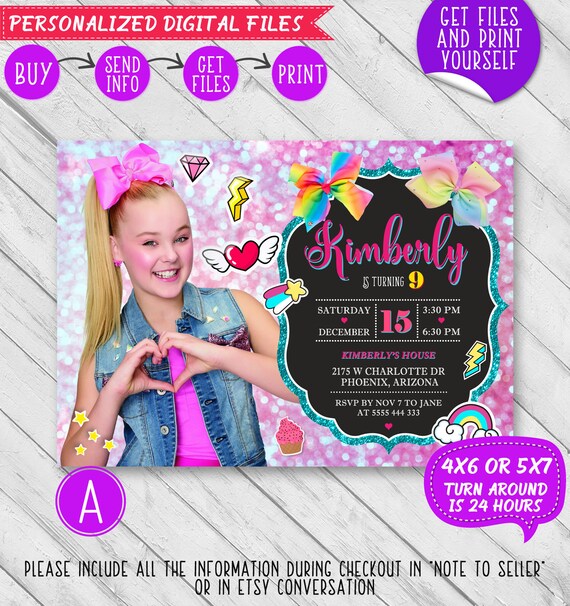 JoJo Siwa Invitation JoJo Siwa Birthday Invitation JoJo Siwa