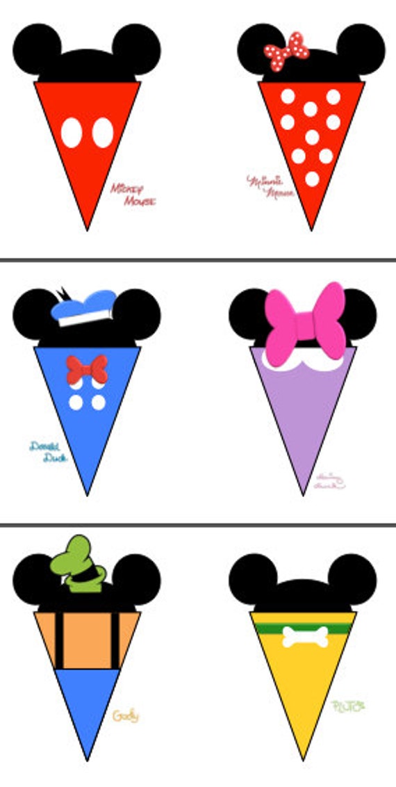 Downloadable Disney Character Pennant Banner Printable