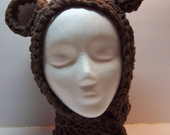 Teddy bear ear hat in super soft chenille for child
