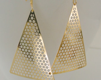 Gold Earrings - Geometric Earrings - Triangle Earrings - Boho Earrings - handmade jewelry