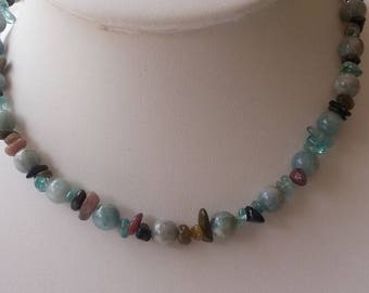 AQUAMARINE and TOURMALINE - Choker necklace.