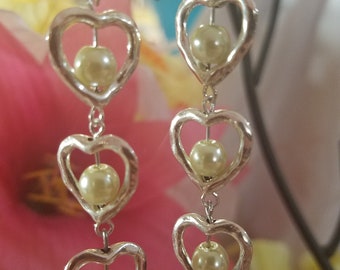 Silver hearts with Pearls