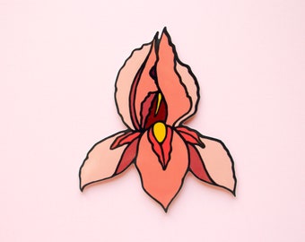 Feminist Pussyflower Vinyl Sticker- Iris Flower Vagina Illustration Art Yoni Floral Laptop Stickers Planner Sticker