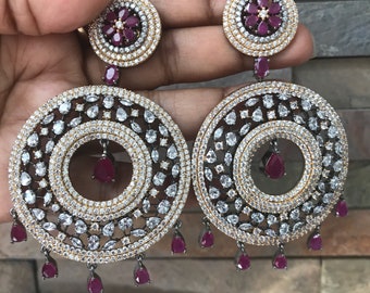 Statement Earrings With Semi Precious Stone