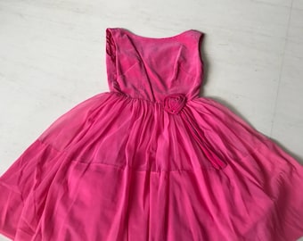 Pretty 1950s velvet chiffon dress