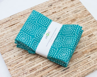 Large Cloth Napkins - Set of 4 - (N3345) - Aqua Teal Dots Modern Reusable Fabric Napkins