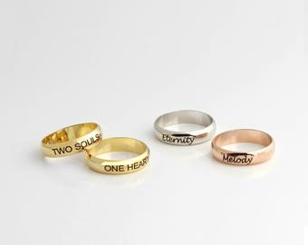 Personalized Ring Custom Engraved Ring Statement Ring Bridesmaid Gift Mom Ring Gift RR2-D