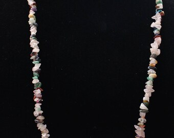 NMN # 3 Very Long Vintage Natural Materials Mixed Semi Precious Stone Polished Bead Necklace