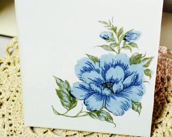 Vintage H.R. Johnson Tile-Blue Flower-Made in England
