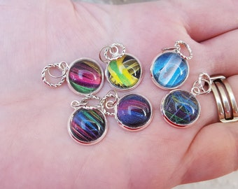 Abstract Lines Cabochon Knitting Stitch Markers (Set of 6)