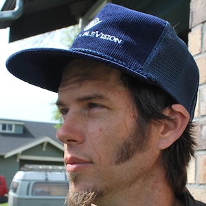 Vintage Blue Corduroy Trucker Hat One Size Fits all Cook Cable Vision