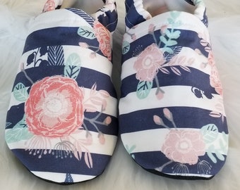 Floral Stripes Soft Sole Shoes