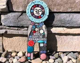 You Are My Everything. (Handmade Original Mixed Media Mosaic Assemblage Scrap Doll Wall Art by Shawn DuBois)