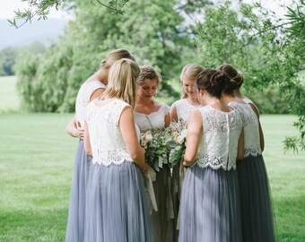 Bridal Separates , Lace top , Camisole , Bridesmaids top , Tulle skirt , Wedding Separate , Lace Top ,Crop top dress / Wedding Dress