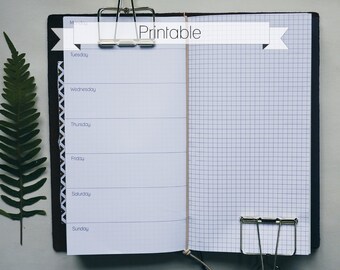 Weekly grid insert for Traveler's Notebook regular - PRINTABLE