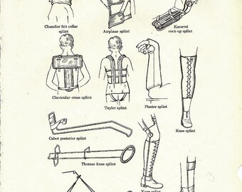 Human Anatomy Vintage Medical Anatomy Illustrations of Splints to Frame or for Collage, Scrapbooking, Paper Arts & Mixed Media PSS 0165