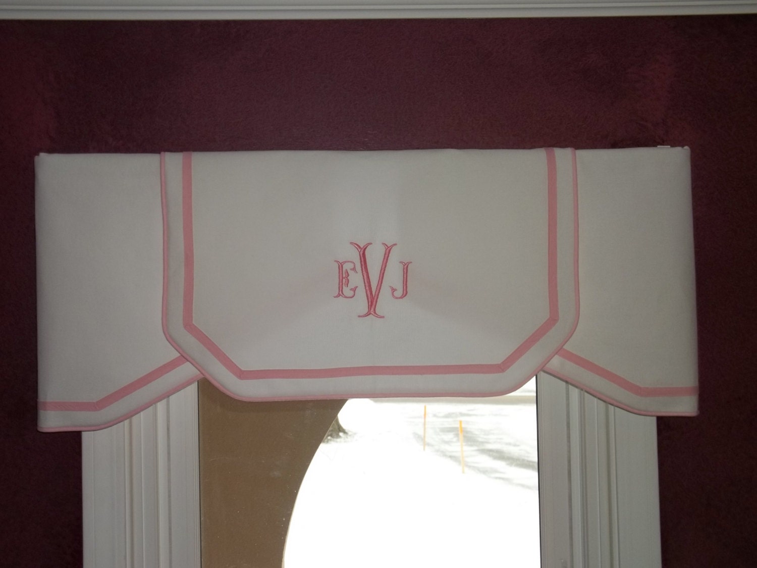 Baby Girl's Nursery Classic Valance White with light pink