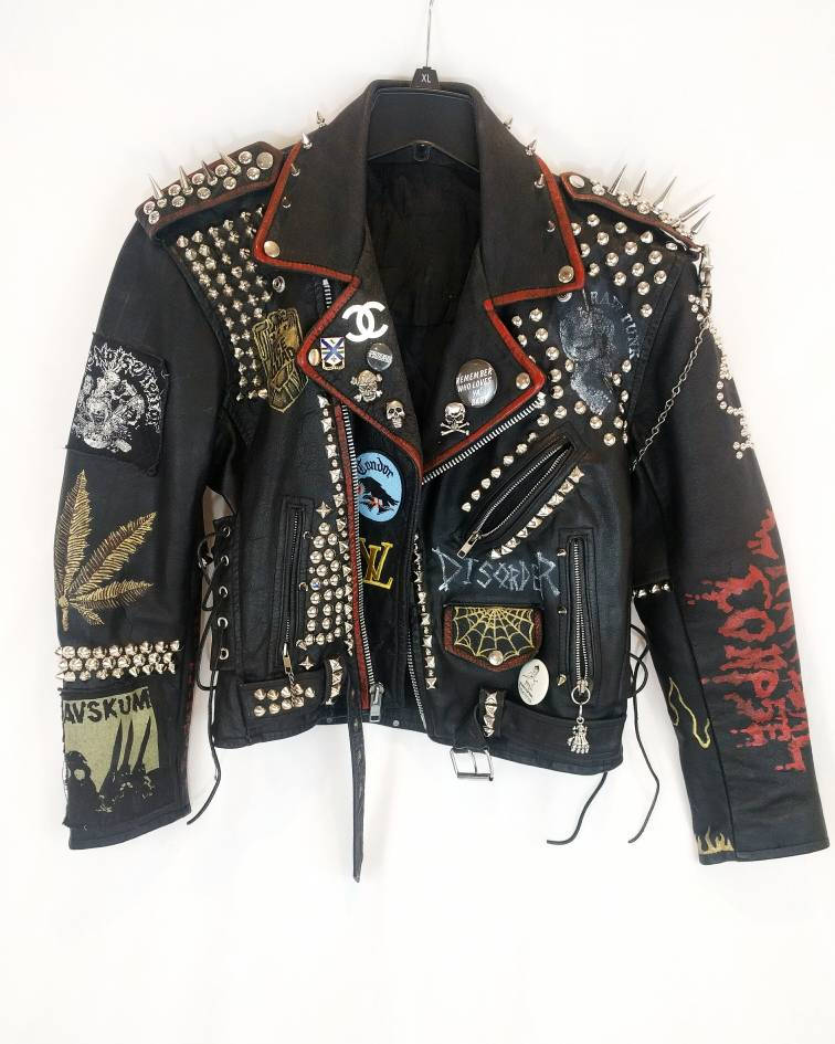 Custom Biker Jacket Punk Leather Jacket Playboy Jacket