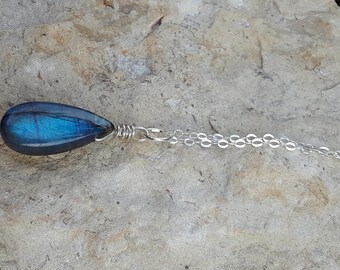 Labradorite Necklace, Solid Sterling Silver Labradorite Pendant Necklace, Labradorite Jewelry