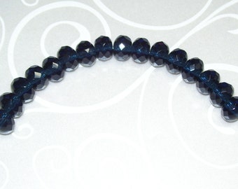 Montana Blue Faceted Glass Rondelles