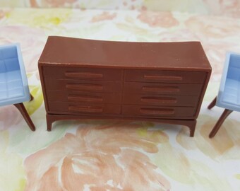 Marx Imagination Chairs ans Sideboard Dollhouse Toy Furniture Hard Plastic Modern Living room
