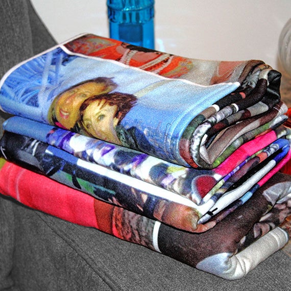 Personalized Photo Collage Fleece Blanket. 50 x 60