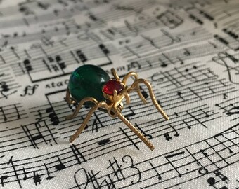 Vintage brass spider brooch