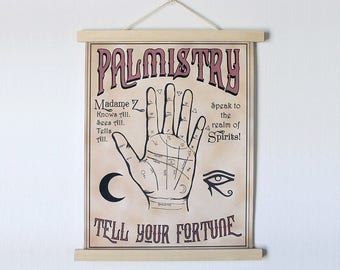 Palmistry Print - Vintage Palmistry Print Palmistry Poster Vintage Poster Palm Reader Psychic Print Fortune Teller Freak Show Print