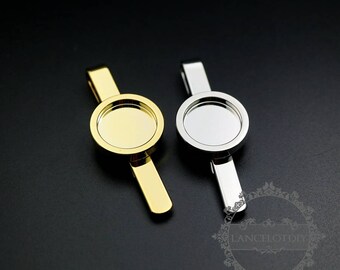 5pcs 15mm setting size gold,silver color brass round bezel DIY tie clip tie bar supplies findings 1540025