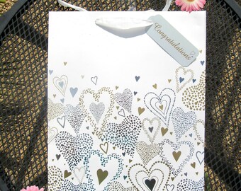 Gift Bags Euro Style With Handle Large Silver Gold Hearts Wedding Valentines Day Guest Gift Bags Bridal Shower Anniversary Gift Bags