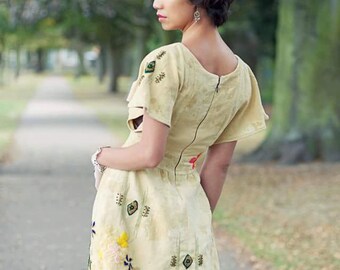 Embroidered Dress, Day Dress, Women's Dress, Hand Embroidered Dress, Hand Embellished Dress, Custom Design, Made In Canada