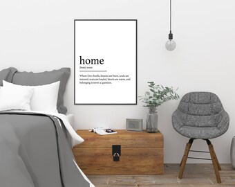 Home || Printable Wall Art, Printable Quote, Downloadable Print