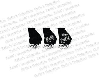 Georgia Roots Deep Rooted 3 State Versions SVG DXF or PNG digital file for use with cutting machines Cricut Silhouette