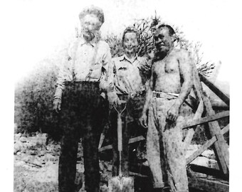 Vintage Photo "Zombie Farmers" Darkroom Mistake Weird Laughing Shirtless Man Bizarre Found Vernacular Photo